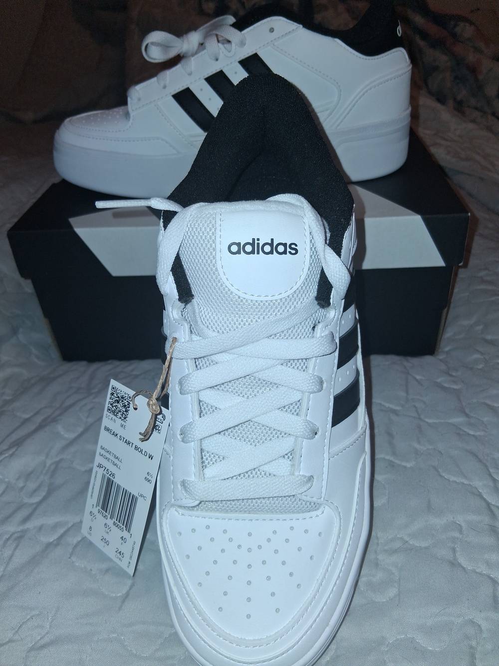 adidas White and Black Court-Inspired Platform Sneaker